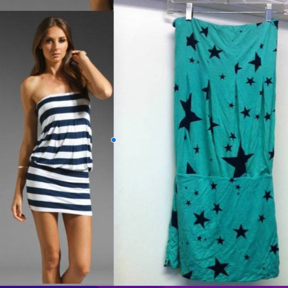 NWT INDAH STRAPLESS DRESS w BLUE STARS